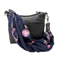 Scarf Edition - Navy Embroidered Flowers