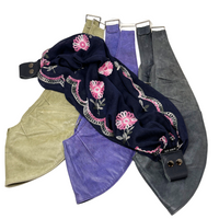 Scarf Edition - Navy Embroidered Flowers