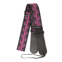 My Fave Guitar Strap in Pink Flaming Skulls