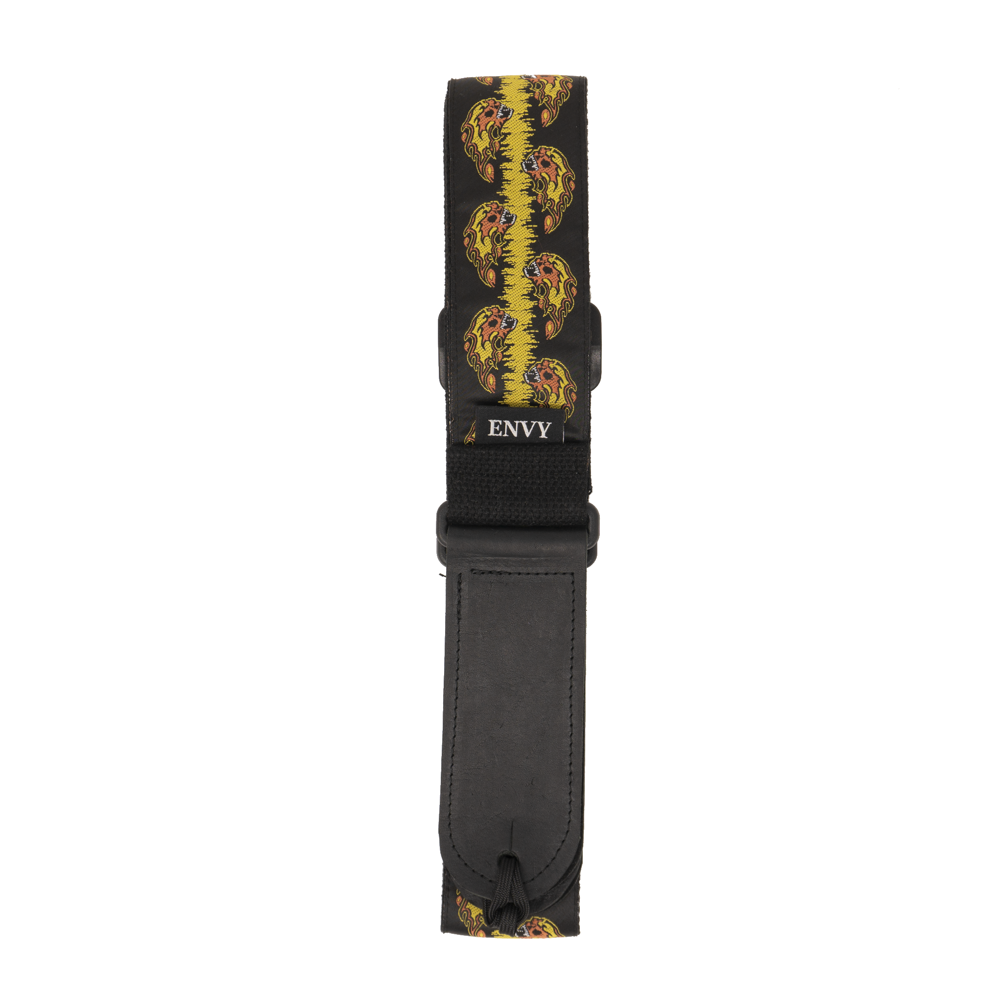 My Fave Guitar Strap in Yellow Flaming Skulls