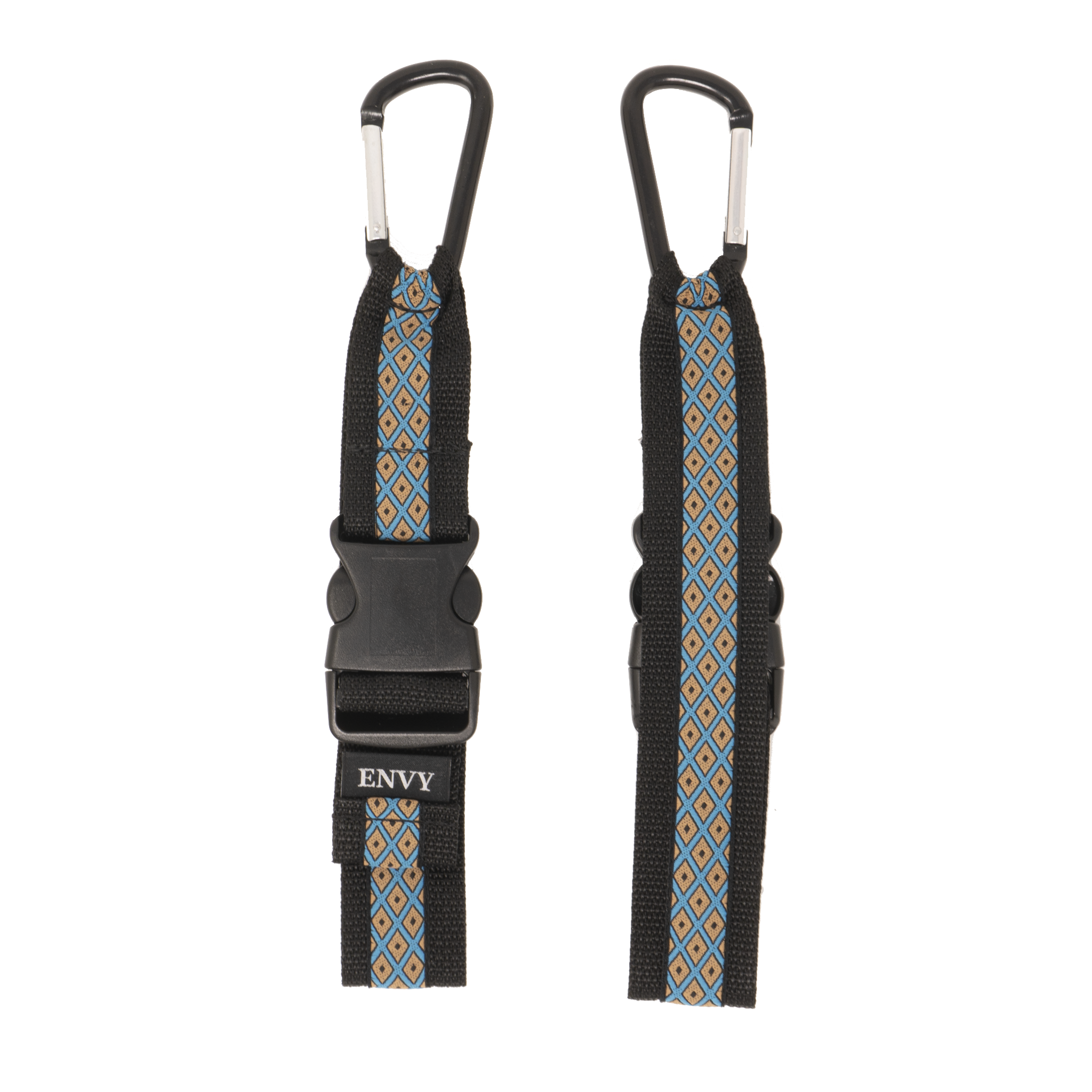 My Fave Jacket Strap in Tan & Blue Diamonds - Front & Back Image