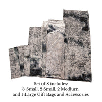 Set of 8 Stretchy Gift Bags - Crushed Silver