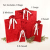 Set of 8 Stretchy Gift Bags - Crushed Red
