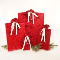 Set of 8 Stretchy Gift Bags - Crushed Red