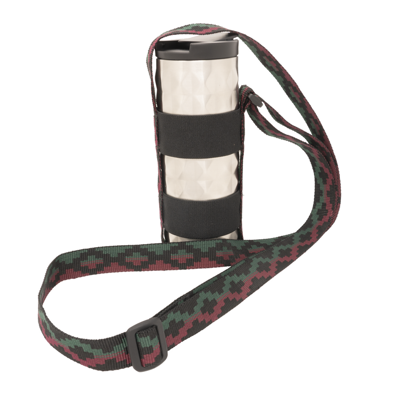 My Fave Water Bottle Strap - Burgundy & Forest Green Steps